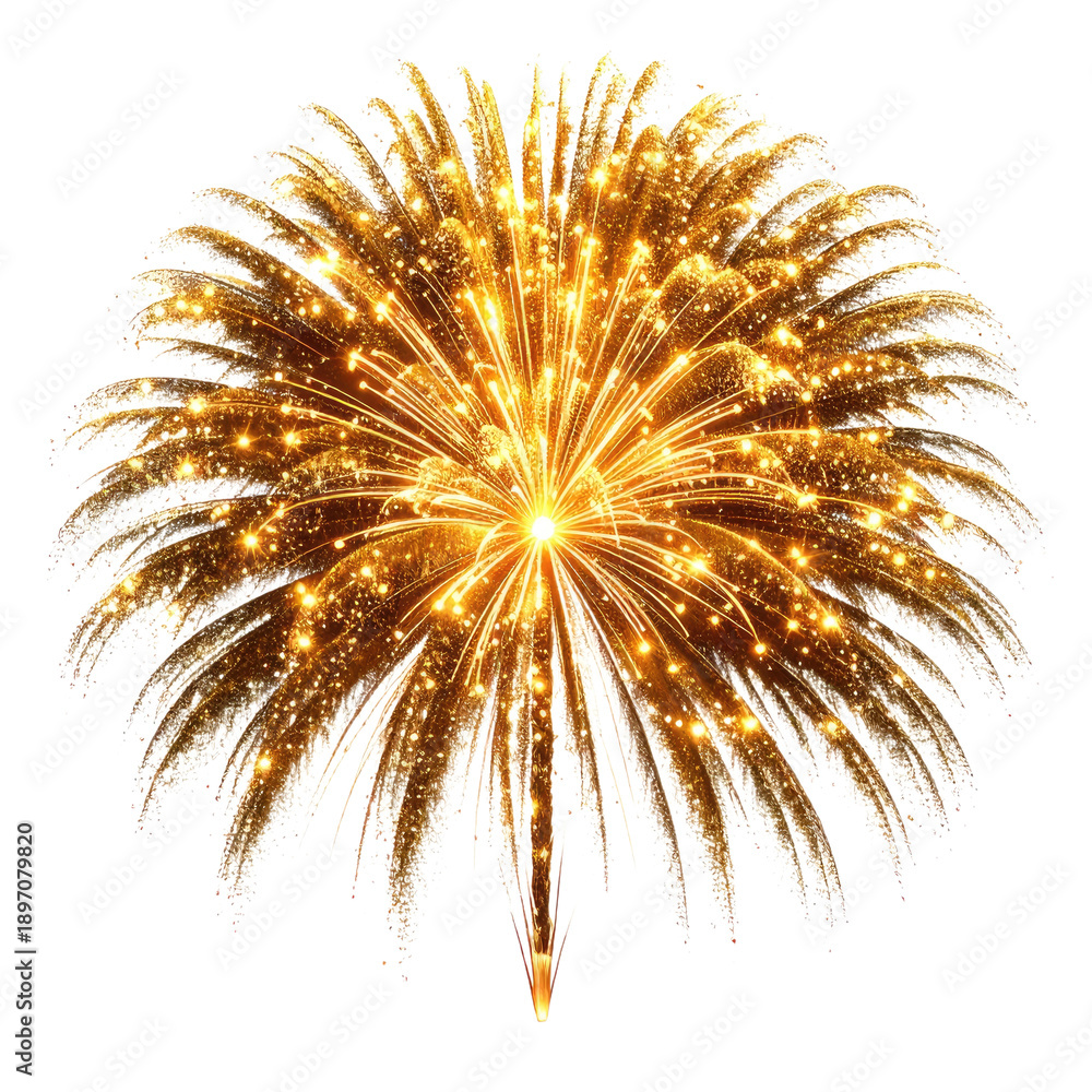 Fototapeta premium Golden Firework Burst: Stunning Celebration Display - New Year, Festivals, Parties, and Special Occasions