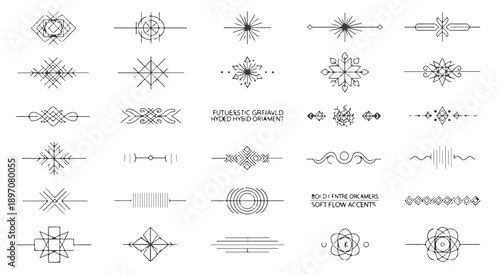 Geometric decorative line dividers and ornamental design elements set for luxury branding and minimal borders.