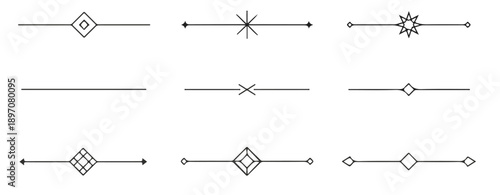 Hand-drawn decorative line dividers set with celestial moon, floral ornaments, and minimalist geometric borders for elegant branding.