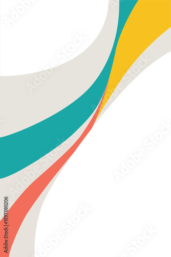 Abstract colorful wavy lines on white background.