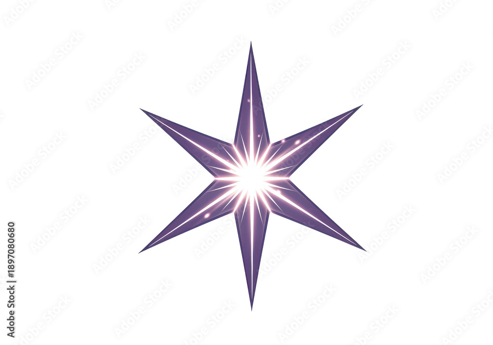 Fototapeta premium Radiant purple starburst design with glowing center isolated on white background