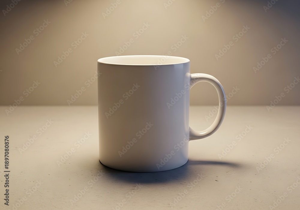 Obraz premium A single white ceramic coffee mug on a table