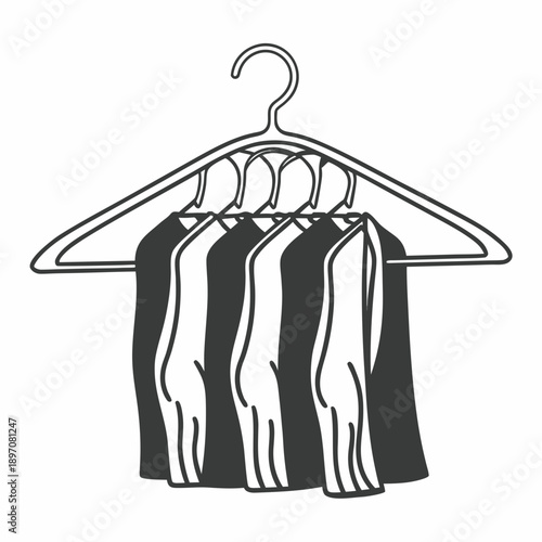 Clothes hangers vector illustration with clothes