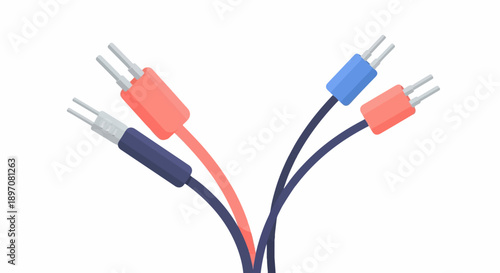Four colored audio connector cables fanned out