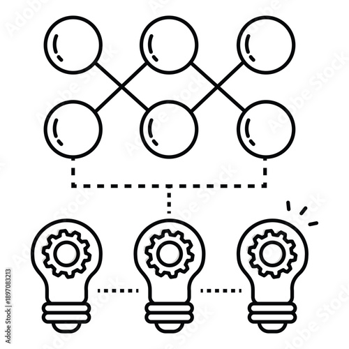 Deep Learning Icon Representing Neural Network Based Artificial Intelligence