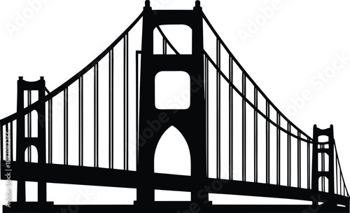 Golden gate bridge silhouette vector.