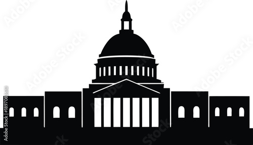  Washington Capitol building skyline silhouette vector illustration