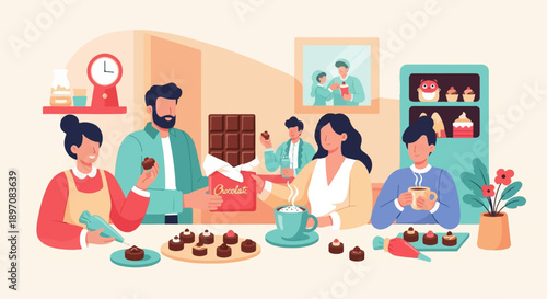 Family enjoys making and sharing delicious chocolate treats together