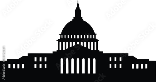 Washington Capitol building skyline silhouette vector illustration
