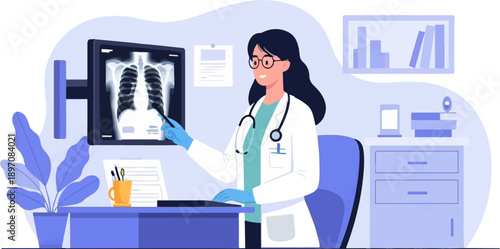 Doctor examining an x-ray in a clinic