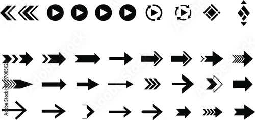 Black arrow icons set 