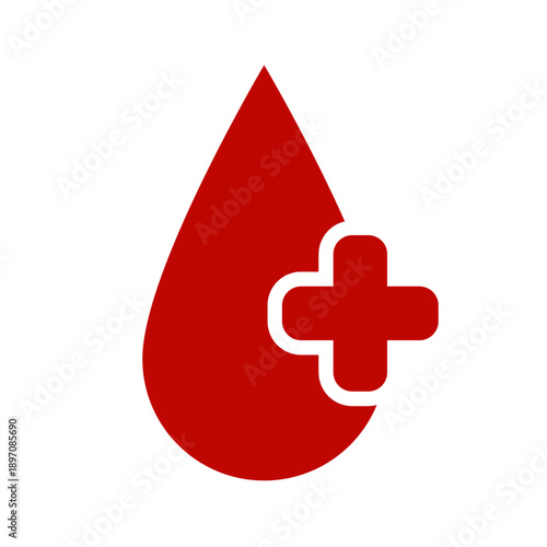 Blood drop with cross symbol for healthcare blood donation icon