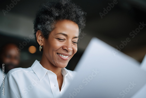 Wallpaper Mural A smiling mature African American woman with short grey hair is holding documents. Torontodigital.ca