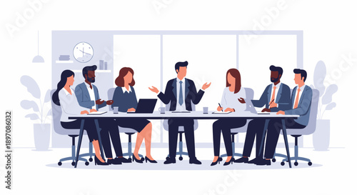 Business Professionals Meeting Around Conference Table.