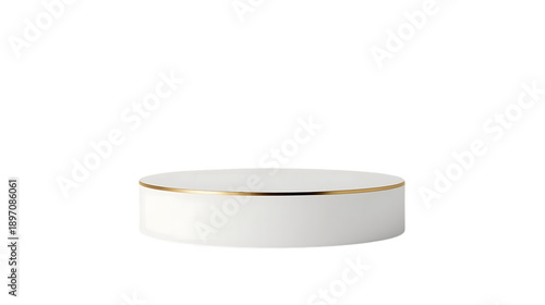 Podium platform stage with white cylindrical pedestal, smooth glossy finish, minimal studio background for product display and mockup advertising