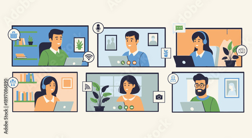 Diverse People Working Remotely on Laptops.