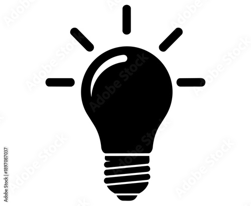 Simple black and white illustration of a lightbulb symbolizing idea and innovation in a creative and modern design concept for business and technology