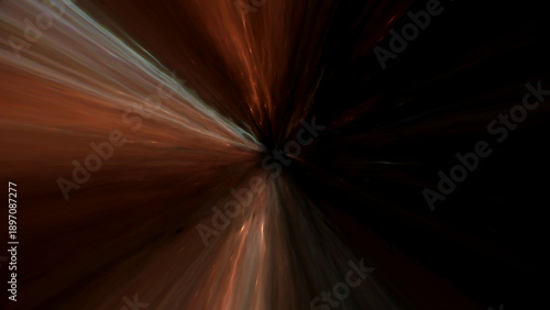 Obraz na plátně Dark blue warp tunnel with elongated light streaks and subtle star particles, cr