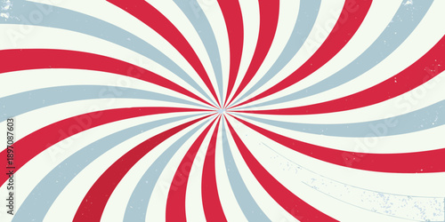 Radial burst pattern in red white and blue with a vintage texture