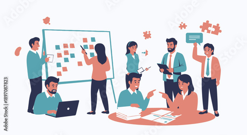 Team of Professionals Collaborating and Brainstorming.