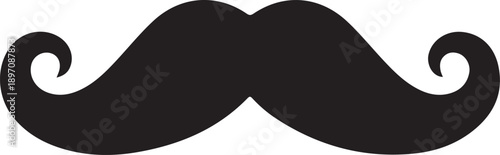 A classic stylized black mustache isolated on a white background