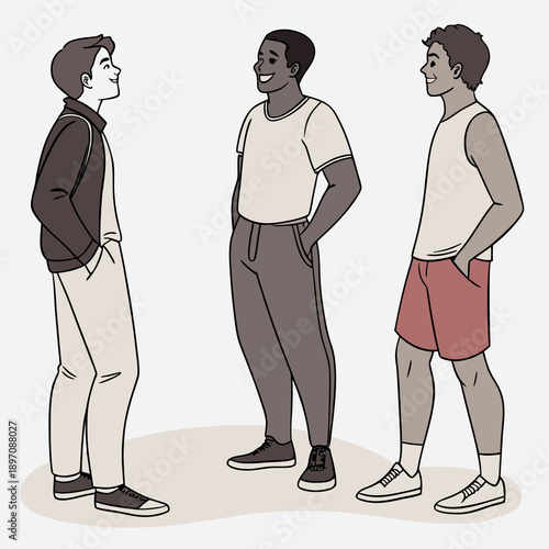 vector illustration of three men