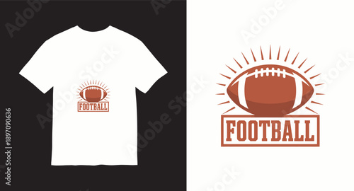 American football logo with radiating lines and text for t-shirt