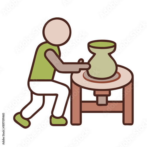 Artisans Skillfully Crafting Clay Pots on Pottery Wheels
