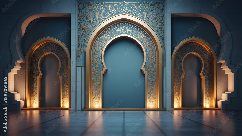 Naklejka premium Ramadan background image majestic islamic archway for holy month