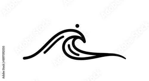 Minimalist wave illustration with a single dot above.