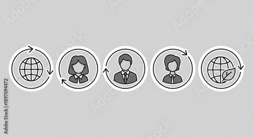 Global Business Network Connectivity and Communication Icons.