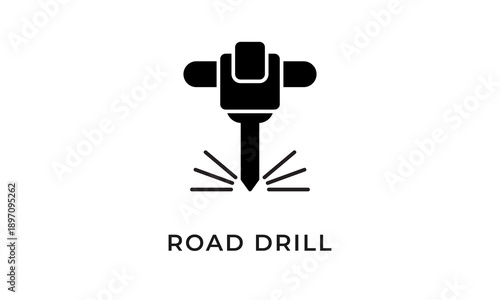 Road Drill vector icon isolated on white background