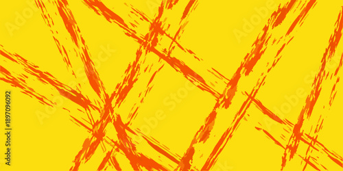 Abstract background with bold orange strokes on a vivid yellow canvas