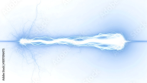 Powerful electric energy light beam with bright glow and dynamic intensity, high-energy abstract effect isolated on transparent background.