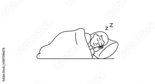 Person sleeping peacefully under a blanket on a pillow.