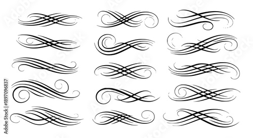 Elegant Collection of Calligraphic Swirls and Decorative Flourish Dividers for Sophisticated Wedding and Stationery Design