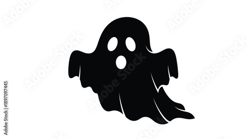 a spooky black ghost figure design with distinctive eye holes silhouette