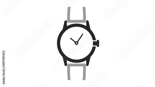 a minimalist black and white wristwatch design showing time silhouette