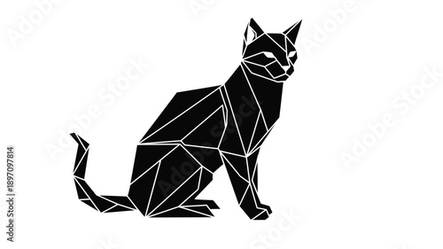a striking geometric cat illustration detailed polygonal design silhouette
