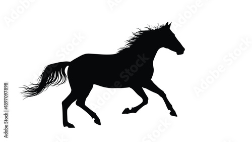 a striking black silhouette of a horse in dynamic motion beautifully captured