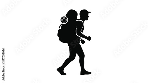 a person hiking with a backpack enjoying the outdoors silhouette