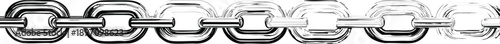 A simple black and white vector illustration of an iron chain, on a transparent background