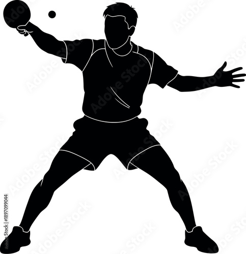 Silhouette of a man playing tennis serving the ball with dynamic movement