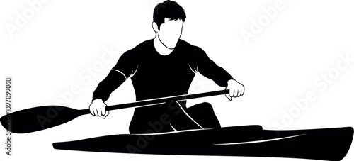 Kayaker paddling on water