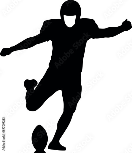 American football kicker in action silhouette