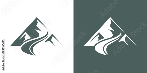 logo combines a mountain and a way design graphic vector illustration
