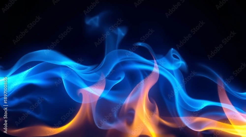 Fototapeta premium abstract blue and orange fire flames on black background