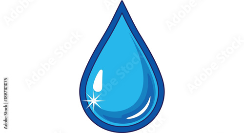 Bright blue stylized water drop icon illustrating freshness and clean liquid element