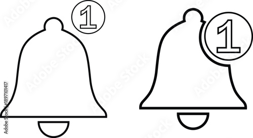 Bell notification icon with a red circle indicating one unread alert or message