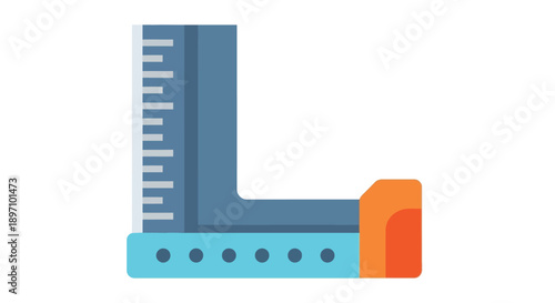 Flat design icon illustrating a carpenter's square tool for precise measuring tasks
